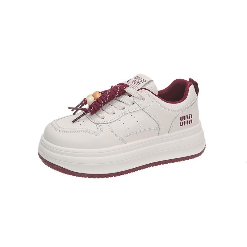 Platform White Shoes Women's Early Autumn New Versatile Casual Sports Shoes Small Height-increasing Breadboard Shoes