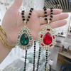 Elegant Rhinestone Cat's Eye Sweater Necklace - Versatile Autumn/Winter Pendant for Women