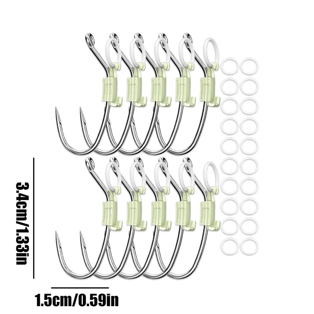 

10Pcs Hooks Fishs Tool Luminous Live Shrimp Lures Hooks Tied Good Strong High Strength Sea Fishing Hooks Fishing Accessories