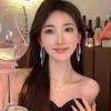 925 Silver Long Tassel Earrings Luxury Hoop for Women Fine Jewelry Wedding Party Gifts
