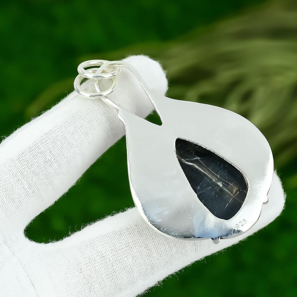 925 Silver Trillion Picasso Jasper Gemstone Sister Ethnic Artisan Trendy Pendant