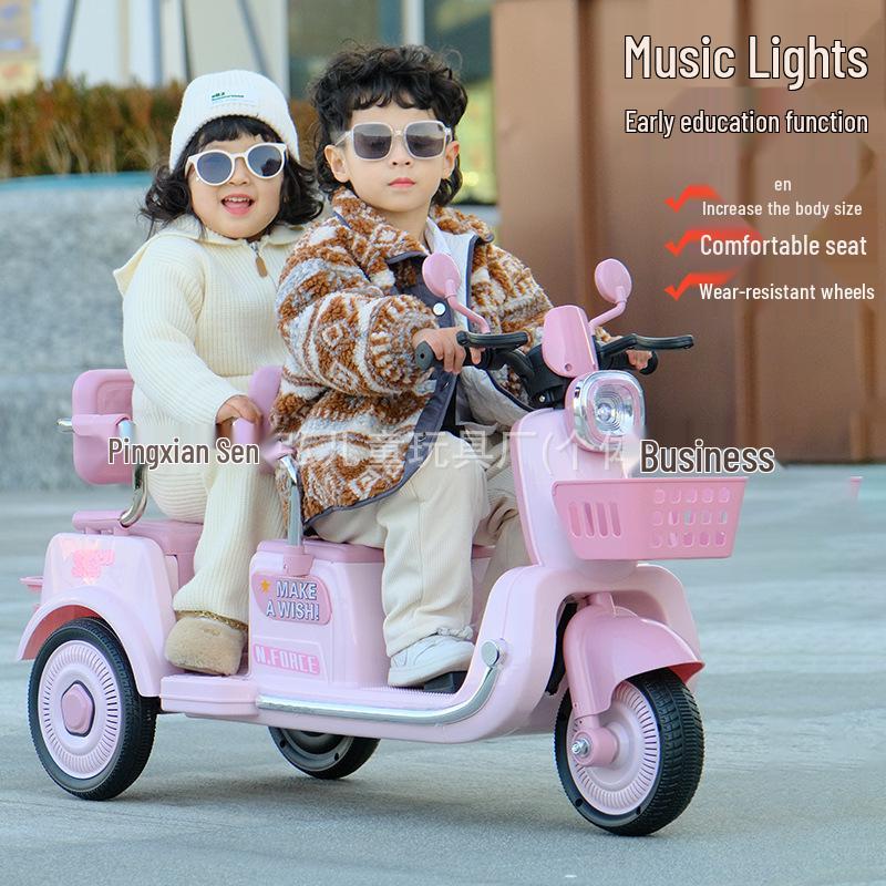 Double Electric Motorcycle for Kids - Battery-Powered Ride-On Toy
