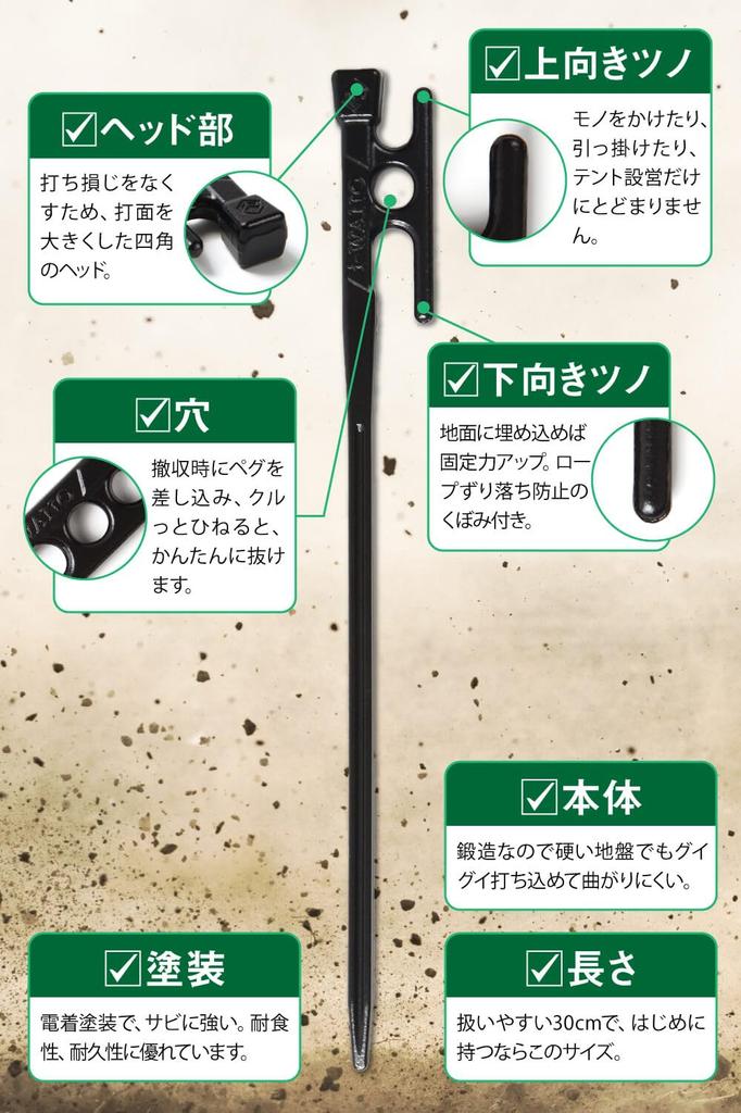 [IWANO] Forged Peg 30cm Made In Japan [Will Not Come Out Unless Removed] Cationic Electrodeposition Coating Gives an Irresistible Jerky Feeling When