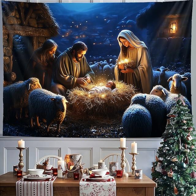 Nativity scene tapestry wall hanging 75x100