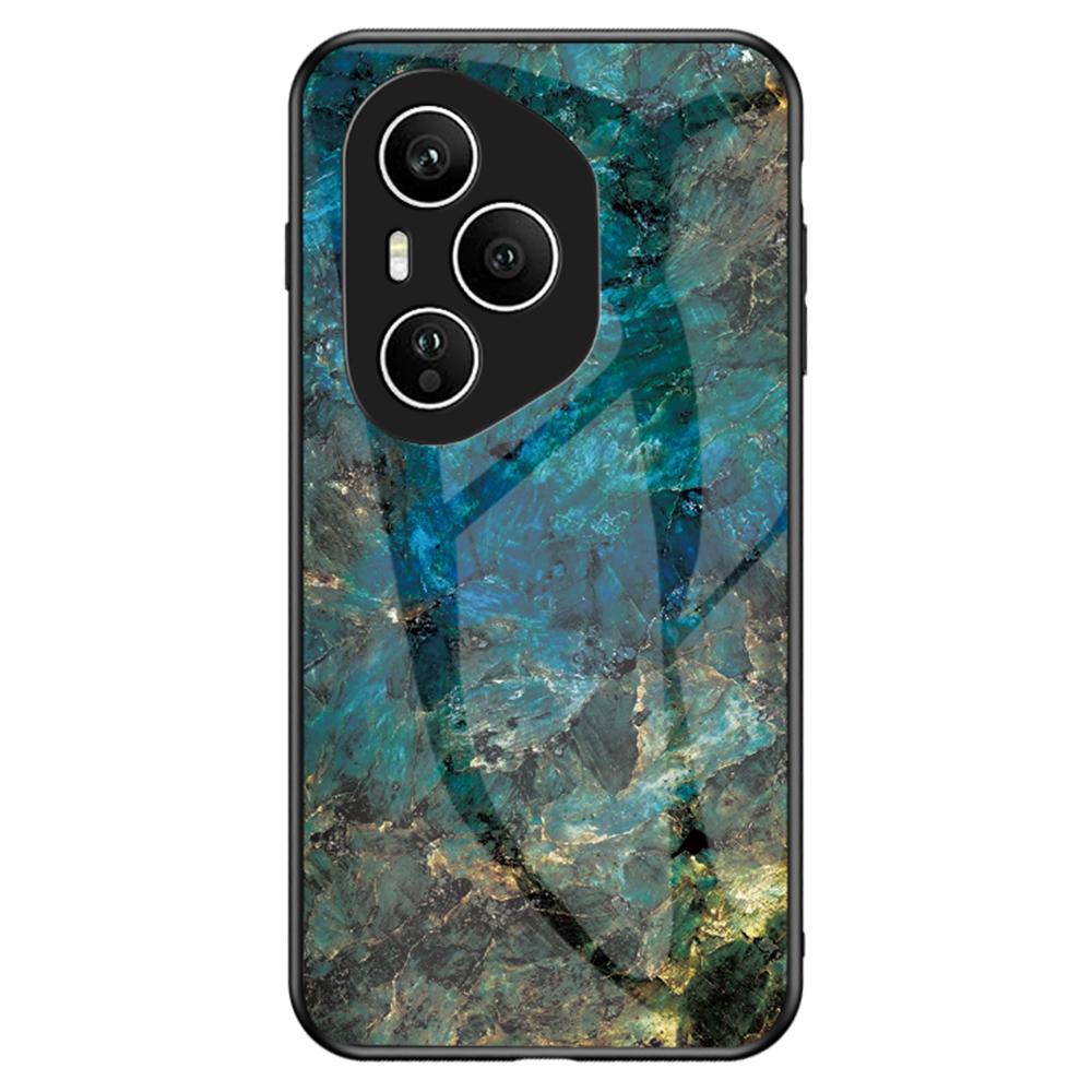 For Honor 400 Pro 5G (Global) Case Marble Pattern Tempered Glass+PC+TPU Protective Phone Cover