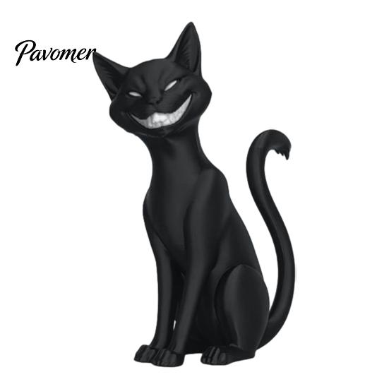 Fantasy Creature Statue 3D Printed Black Cat Figurine, Gothic Style Evil Desktop Ornament, Gift for Lovers Dark Sitting Halloween Home Tabletop Decor
