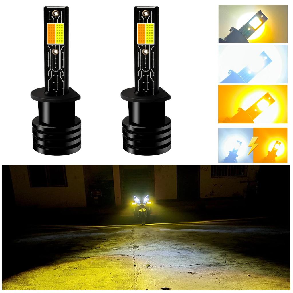 Tricolor Strobe H11 H8 9006 HB4 HB3 9005 H1 H3 H7 880 881 5202 H16 COB Fog Lights LED Bulb Car Day Driving Running Light 3000LM