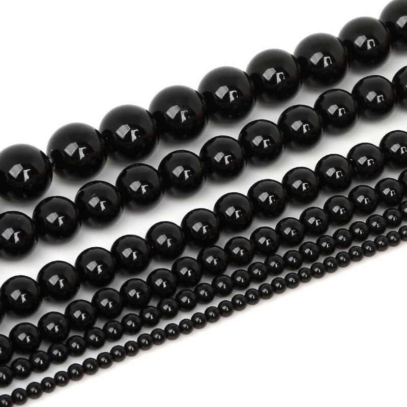 Black Onyx Agate Beads DIY Handmade Natural Stone For Jewelry Making Round Shape 3/4/6/8/10mm