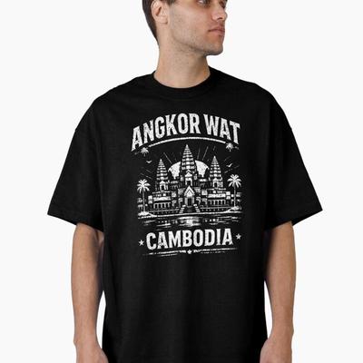 Camiseta Oversize Gráfica de Viaje Templo Angkor Wat Camboya