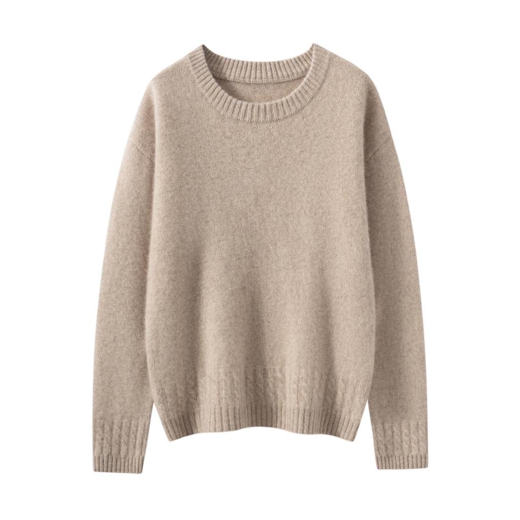 New Autumn/Winter Women's Cashmere Knit Pullover - Loose Fit, Slimming Round Neck