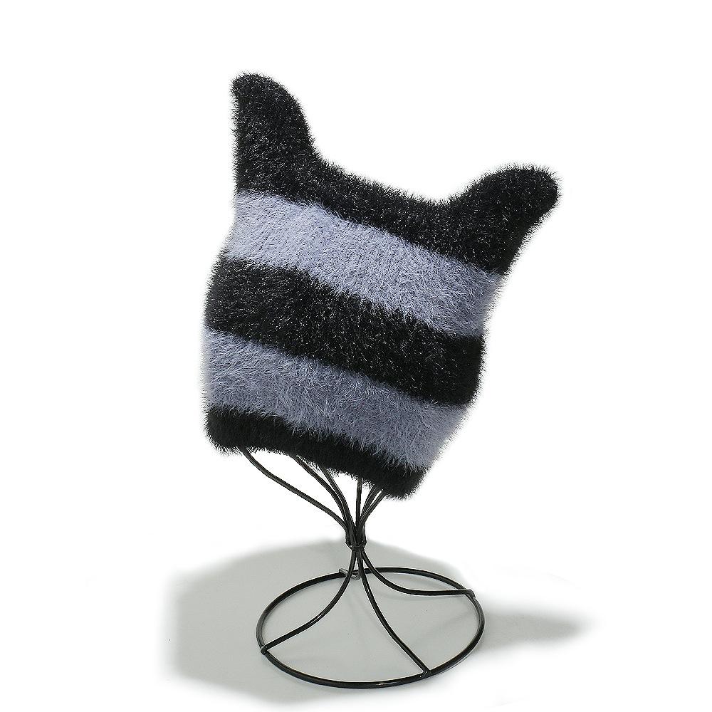 Korean Niche Fluffy Cat Ears Pointy Hat Cute Y2K Pullover Hat Plush Knitted Hat Children Winter