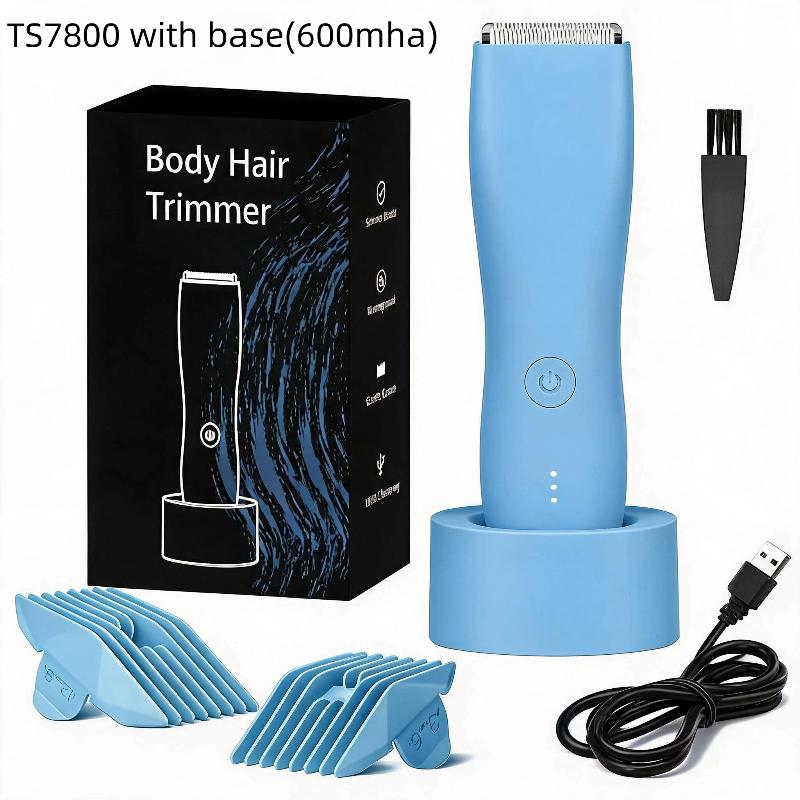 Waterproof Electric Body Hair Trimmer With Rechargeable Base Adjustable Guide Combs For Men Daily Personal Grooming At Home