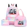 3Pcs/set Anime Naruto Canvas Backpack for Girl with Lunch Bag Pen Case Backpack Student Back To School Backpack Rucksack Mochila