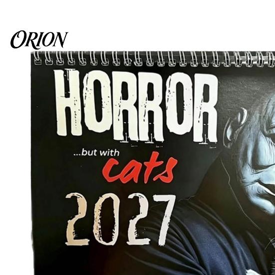 Gothic Home Decor 2027 Horror Movie And Cats Wall Calendar, Halloween Large Scary Creepy Annual Ritual Gift Characters 12 Monthly Spooky Cat