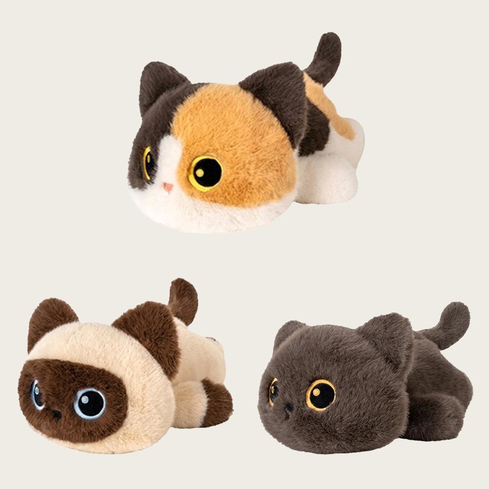 25cm Schwarze Katze Siamkatze Kätzchen Plüschtiere Cartoon Lebensecht Kätzchen Puppen Tier Künstlicher Berührungs-Puppe Kinder Mädchen Geburtstagsgeschenke