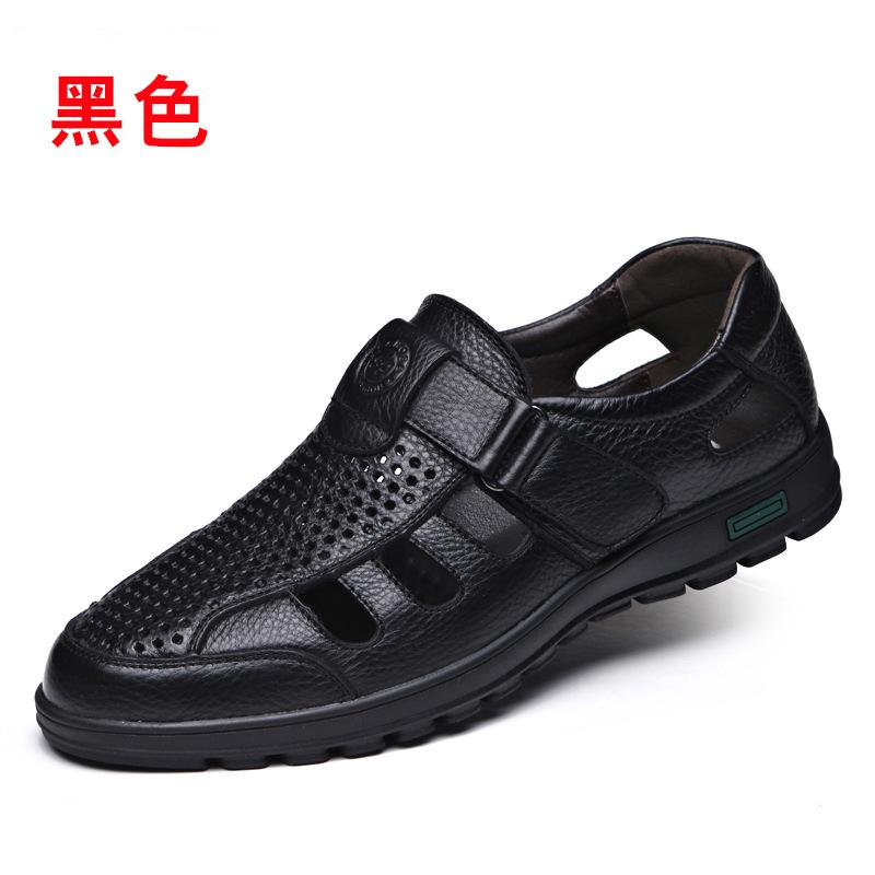 High Quality Men's Sandals Genuine Leather Dad Shoes Thick Bottom Non-slip Casual Sandals Outdoor Men Beach Shoes Large Size 47