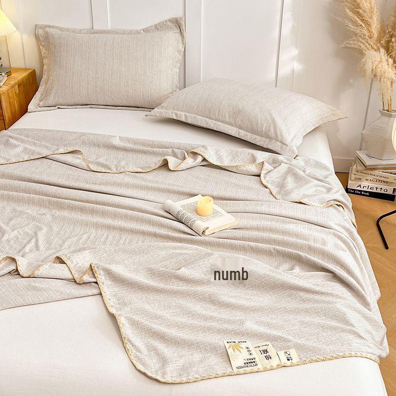 Old Money Style Cotton Linen Throw: Skin-Friendly, Breathable, Antibacterial, All-Season, Summer, Thin Aviation Multifunctional Blanket.