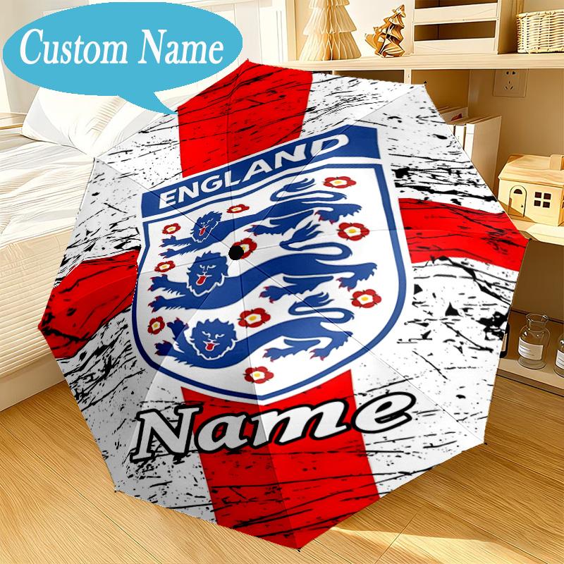 Custom Name Umbrella England Heritage Crest Umbrella 8-Frame for Travel, Camping, Casual Lightweight Portable, Essential for Family Gifts