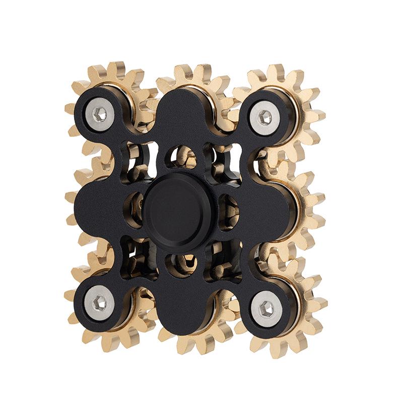 Nine-Tooth Pure Copper Metal Alloy Gear-Linked Fidget Spinner Ferris Wheel with 34-Gear Rubik's Cube Design
