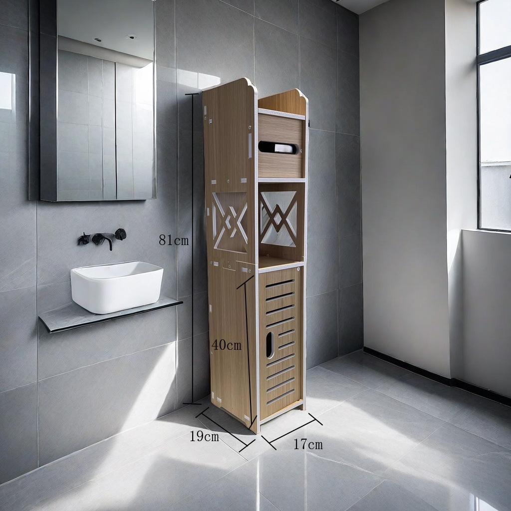 Punch-Free Bathroom Storage Rack: High-End Bathtub & Toilet Side Cabinet