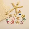 CARLIDANA New Design Non Tarnish Beach Charm Stainless Steel Dolphin Gold Color Starfish Fish Oil Drop Charms for Jewelry Making