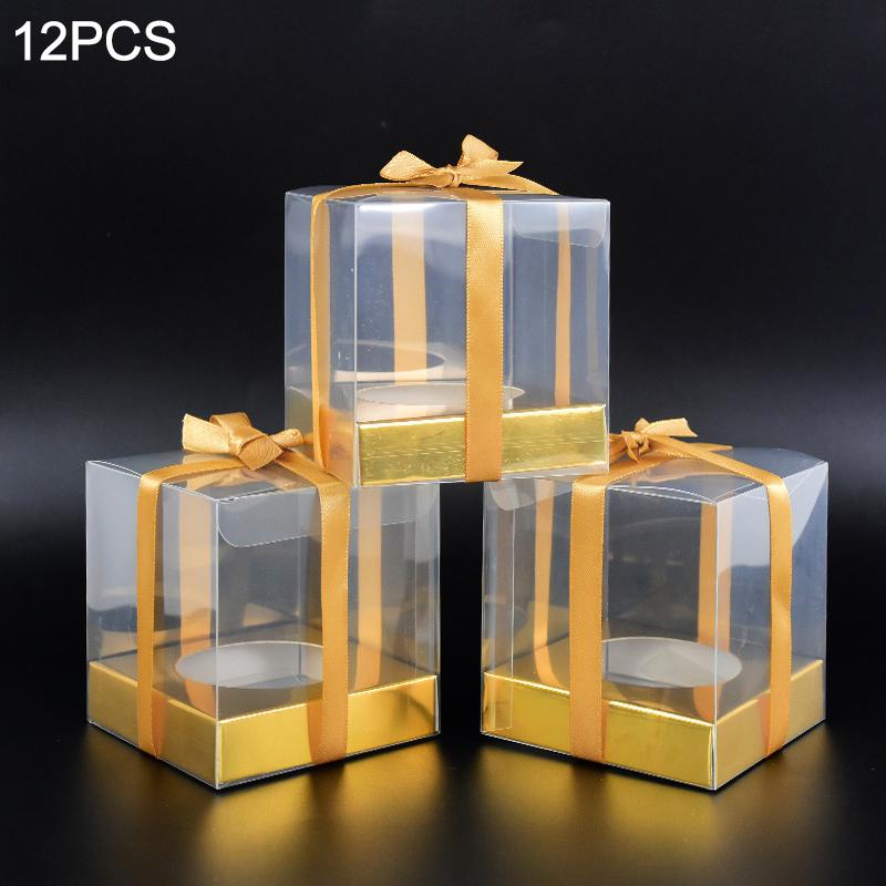 12pcs Transparent Cake Box Cupcak Dessert Pastry Baking Packaging Boxes Container Wedding Birthday Party Supplies Gifts Decor