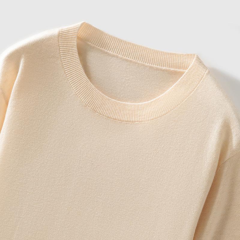

Men s Merino Wool Base Layer Pullover - Soft, Skin-Friendly, Solid Color Round Neck L (up to 72.5 kg) бежевий