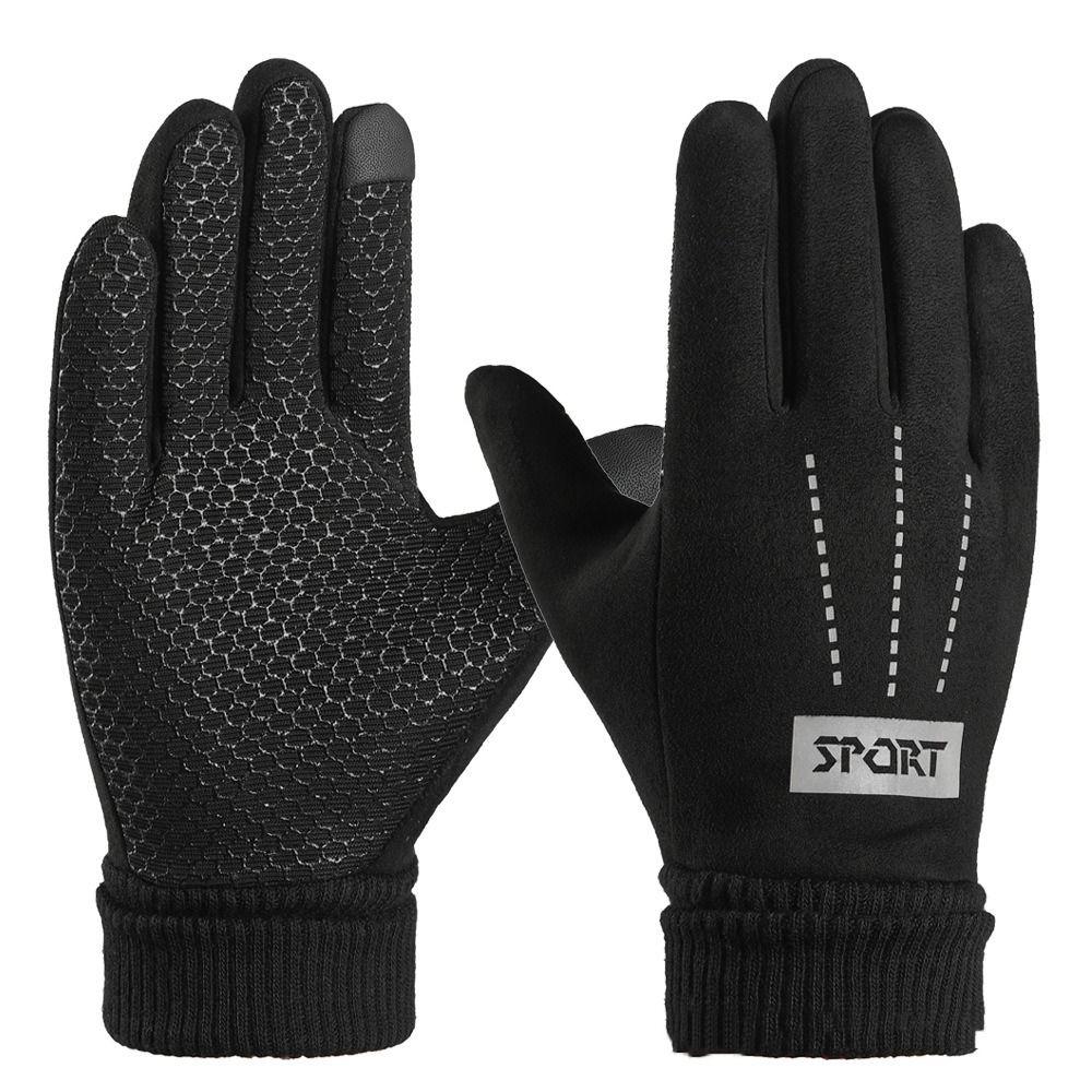 Windproof Suede Gloves Keep Warm Full Finger Mittens Soft Winter Warm Gloves Outdooor