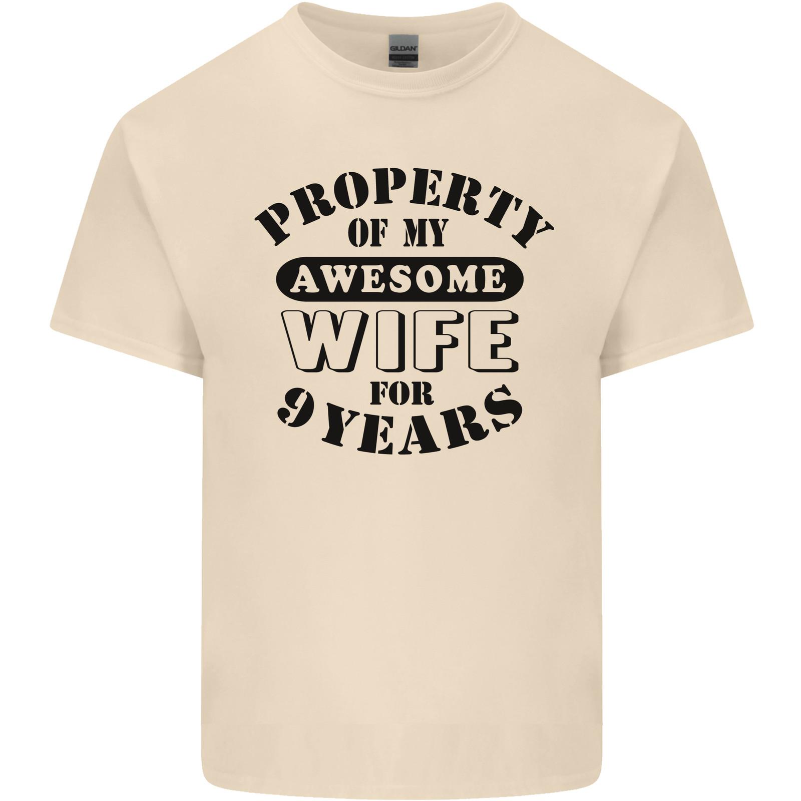 9th Wedding Anniversary 9 Year Funny Wife Mens Light Cotton T-Shirt Mens Womens Tees Top XL