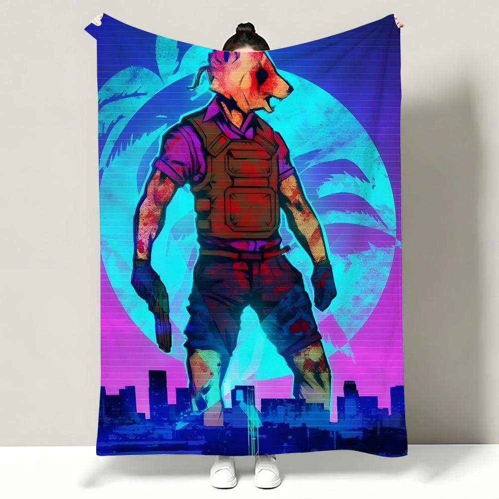 Game HHotline MMiami Throw Soft Warm Flannel Throw Blanket Multiuse for Sofa Bed Office Nap