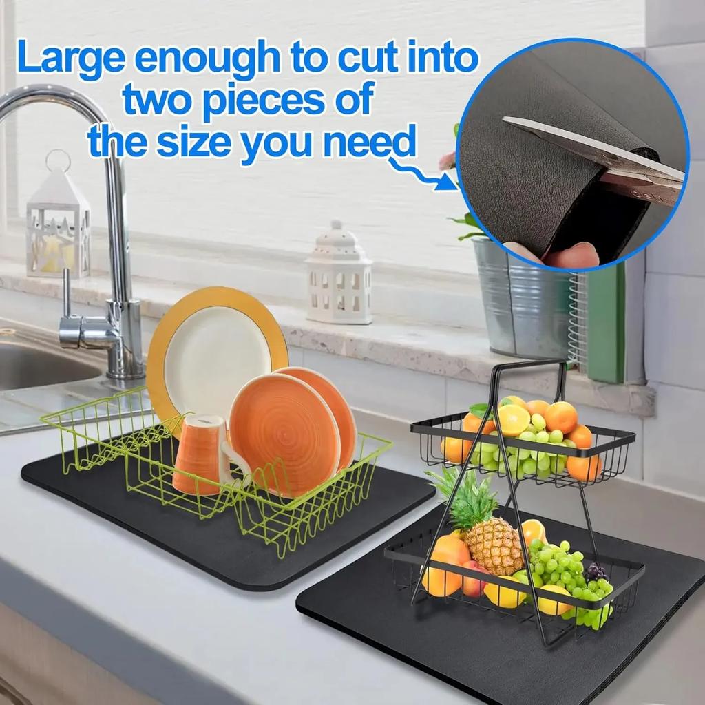 Water-resistant Coffee Maker Pad, Counter Dish Drying, Slip-proof Rubber Base, Kitchen Surface Stain-resistant Absorbent Mat