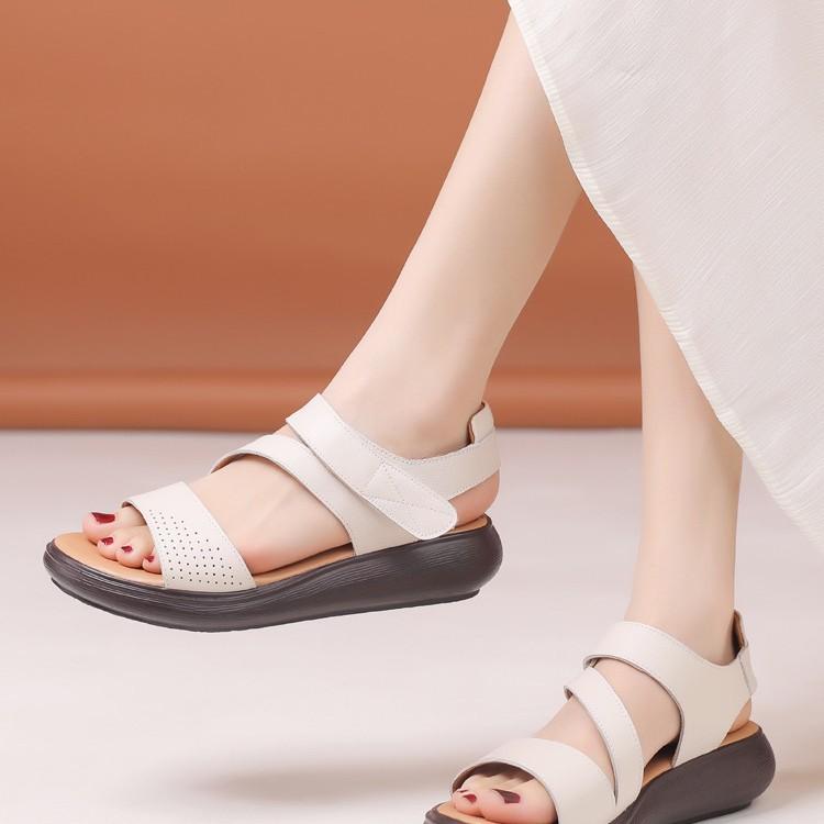 Fashion GKTINOO Women's Sandals Genuine Leather Platform Sandal 2025 Summer Thick Sole Flat Heels Ladies Sandal Summer Shoes For Women