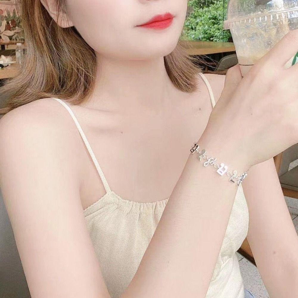 Adjustable Silver Bangle Jewelry Eight Note Hand Chain Exquisite Music Note Bracelet  Girl