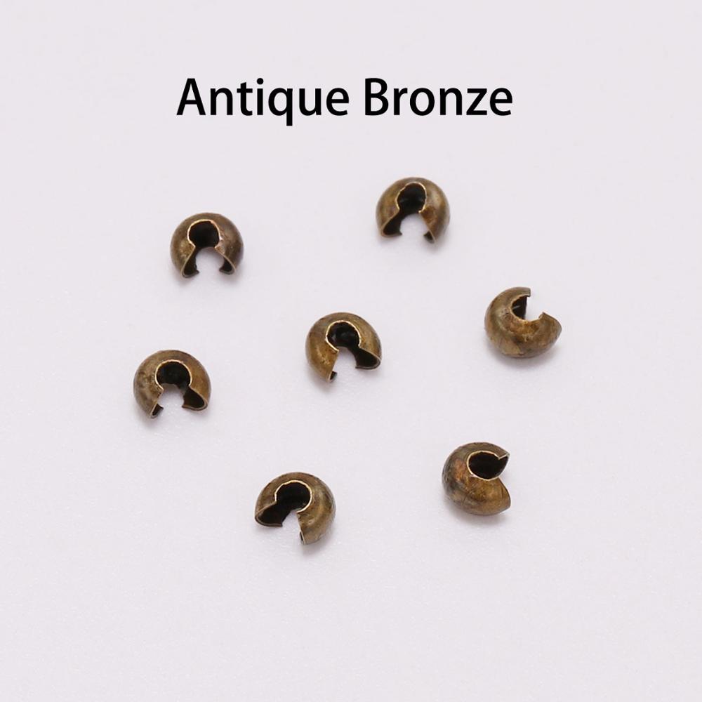 50-100pcs 3 4 5 Mm Gold Crimp Round Covers End Beads Bracelet Necklace Stopper Spacer Beads For DIY Jewelry Making Accessories
