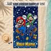 Beach TowelSuper Mario Custom Name Text Personalized Soft Towel for Beach Pool Indoor Home Decor Gift