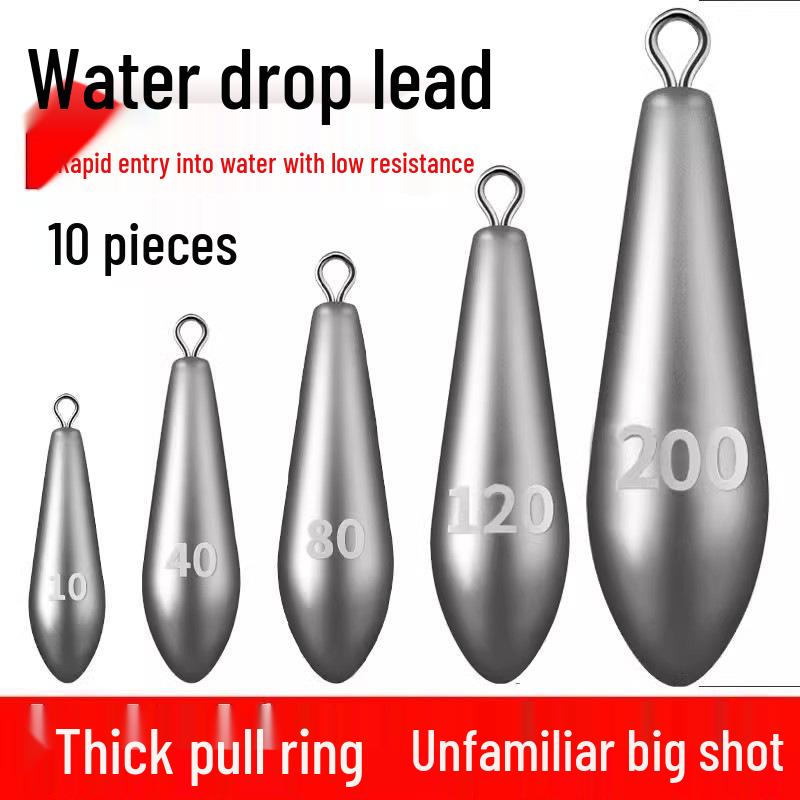 Willow Leaf Long-Distance Casting Sinker with Ring & Teardrop Hook for Sea Rod Fishing Gear