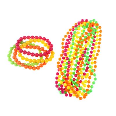 80s Neon Beaded Bracelets 4 Fluorescent colours 1980s accessory