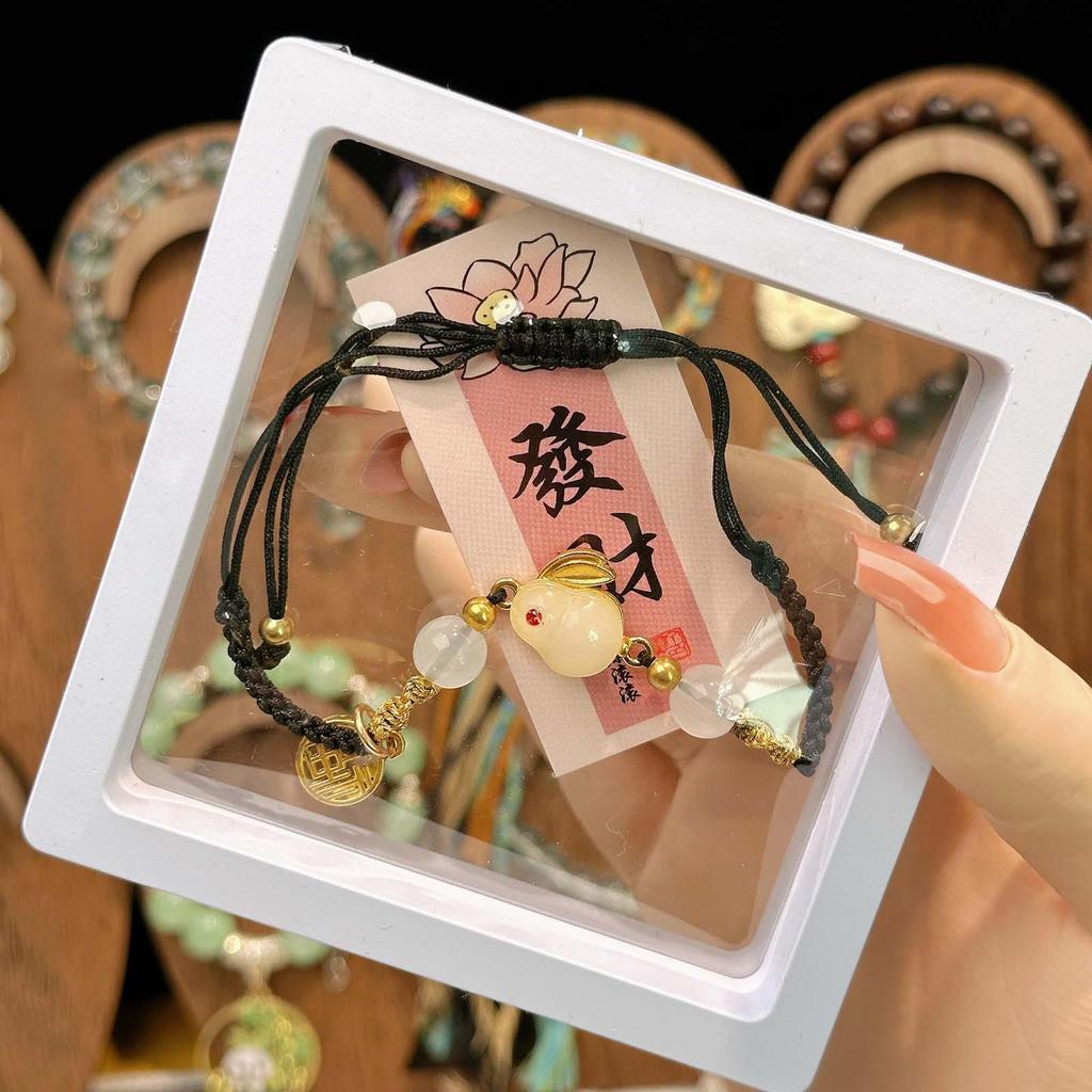 New Year Wealth God Adjustable Red Rope Bracelet - Chinese Style Student Hand Ornament