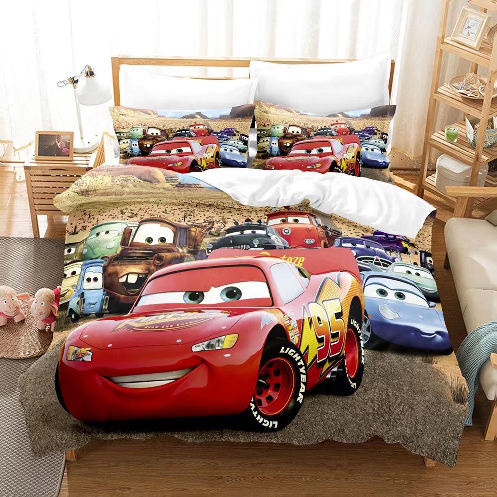 3D Digital Printing Three-Piece Anime Cars Quilt Cover Bedding Bedding Kit