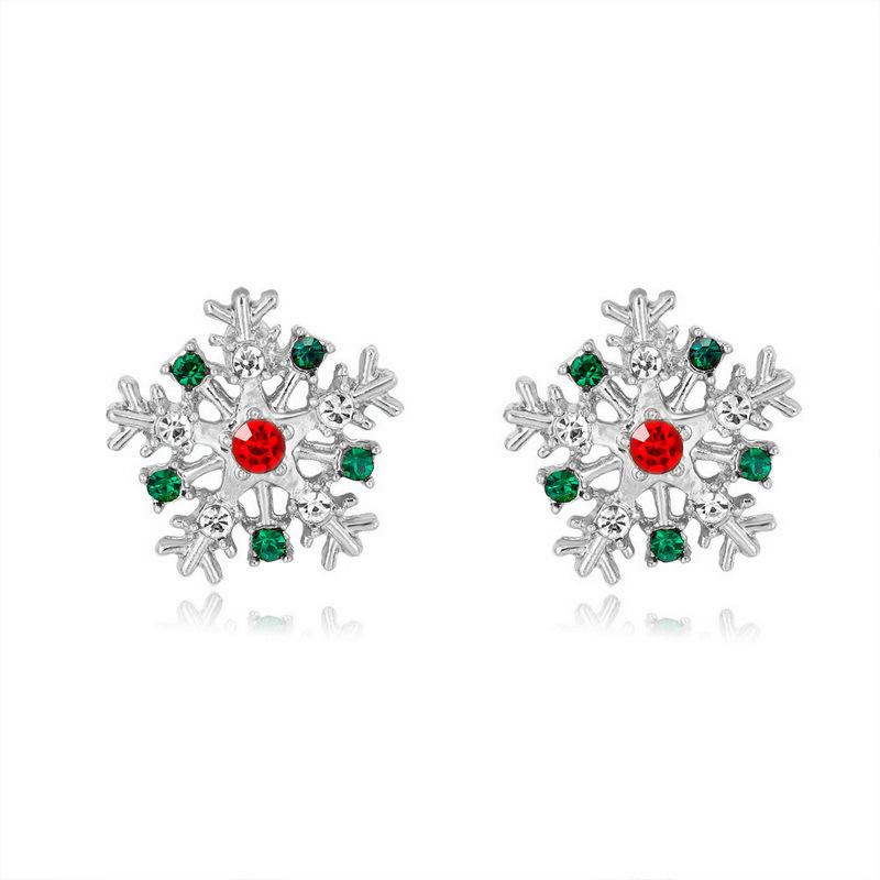 1 Pair of Fashion Christmas Earrings Creative Pearl Diamond Snowflake New Year Earrings Crystal Holiday Ear Hook Earrings Elegant Zircon Earrings
