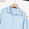 ZANZEA Women Long Sleeve Blouse and Wide Leg Pants Elegant Two Piece Suit Sets