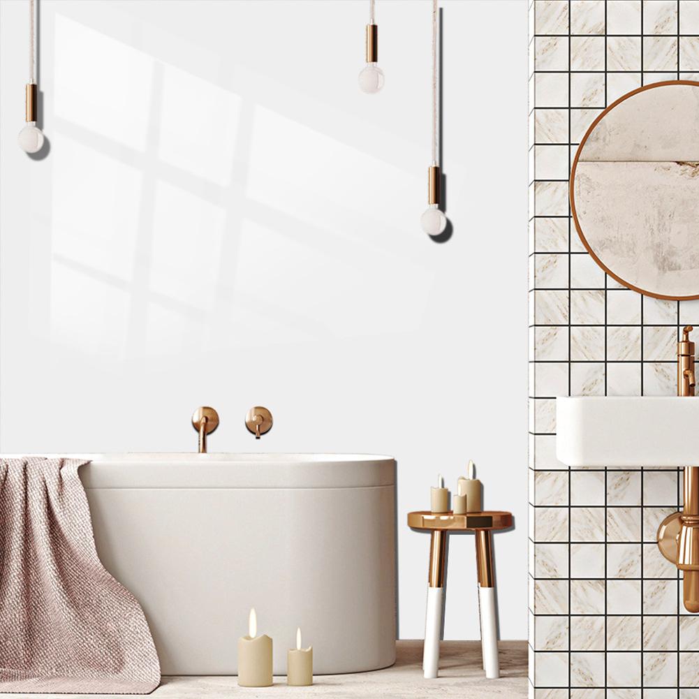 White Tile Stickers for Bathroom Kitchen Walls and Floors 3D PVC Waterproof Wall Tiles with Strong Adhesion for Indoor Use