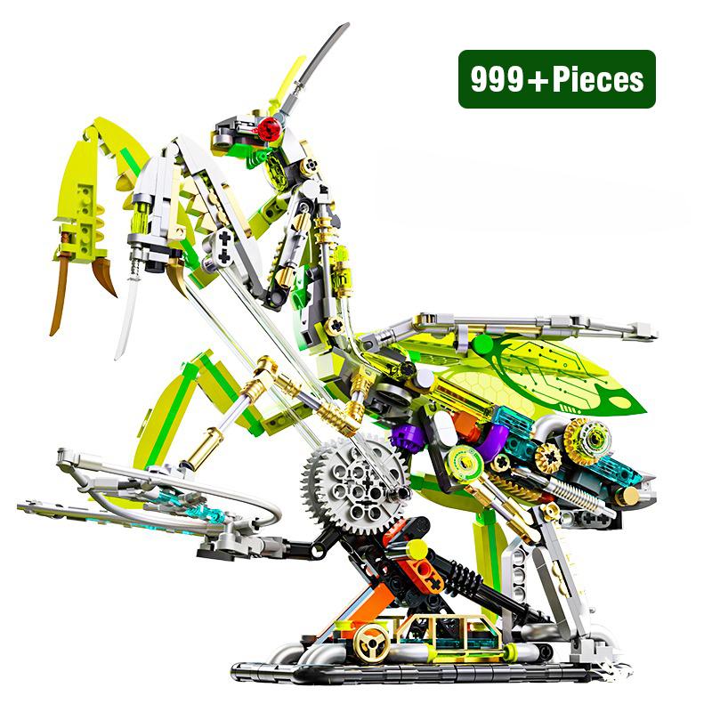 Mechanische Gottesanbeterin Tier Bausteine Ray Modell Mit Licht Kreative Moc Steine Stem Erwachsene Kinder Geburtstagsgeschenke Heimdeko Spielzeug with box