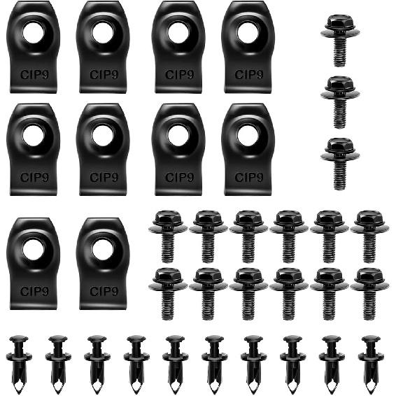 35PCS Engine Under Cover Splash Shield Guard Body Bolts Screws, Front Bumper Fender Liner Push Retainer Fastener Rivet Clips, Fender Clips Auto,