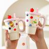 Apple Sippy Cup for Girls Birthday Girl Heart Cat Sippy Cup Cute Ceramic Mug Souvenir Gift Box