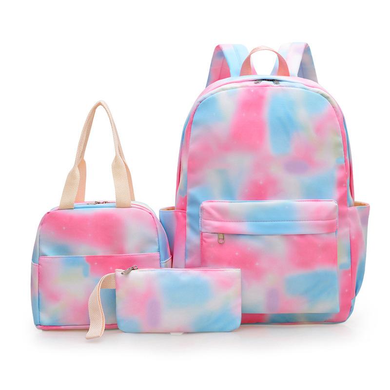 Women Backpack Junior High School Student Backpack Three Piece Set Graffiti Print Backpack Light Large Capacity Lightweight