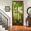 3D Forest Pattern Door Sticker, Waterproof Self-adhesiveRemovable Door Sticker, Decorative Wallpaper for Home