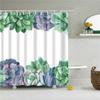 Tropical Green Plant Palm Leaves Bathroom Accessories Set Shower Curtain Bathroom Curtains Waterproof Polyester with Hooks