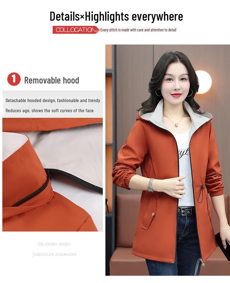 2025 New Women's Mid-Length Slimming Trench Coat, Belly-Covering, Double-Sided Wear, Short Jacket