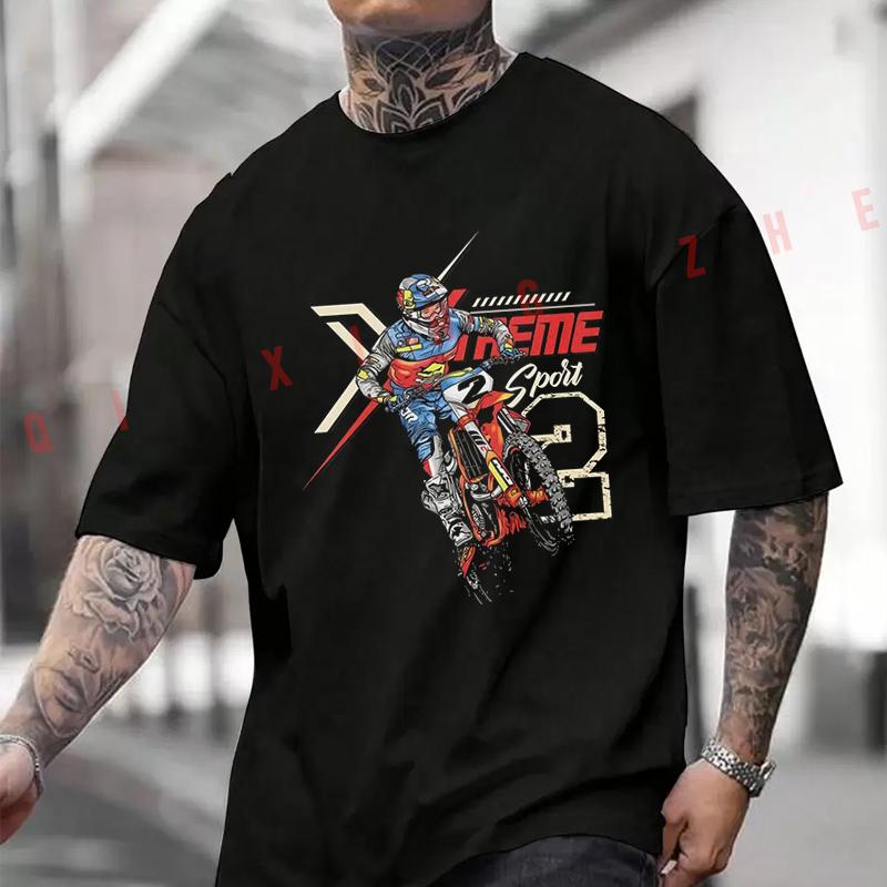 Black Xtreme Motocross Rider Graphic Tshirt Dirt Bike Extreme Sport Print Soft Cotton Unisex Oversized Short Sleeve Tee